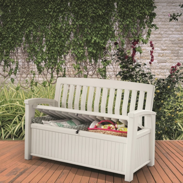Banca pentru gradina, 2 in 1, 227 litri, alba, Keter Patio [5]