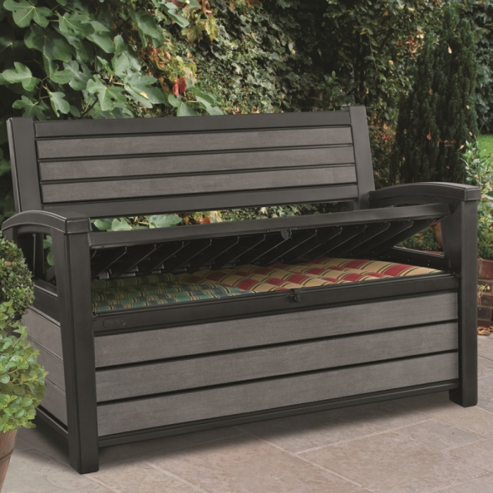 Banca pentru gradina 2 in 1, grafit, 227 L,  Keter Hudson [2]