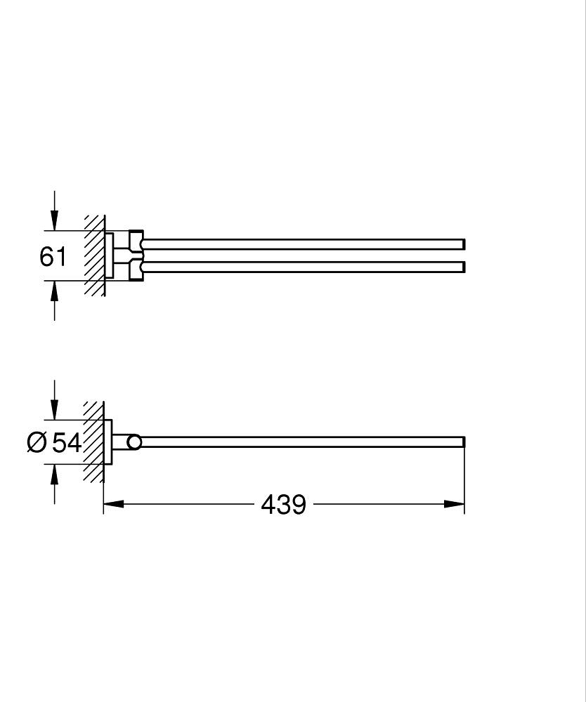 Bara portprosop Grohe Essentials, pe perete, 439 mm, pivotanta, metal, negru [3]
