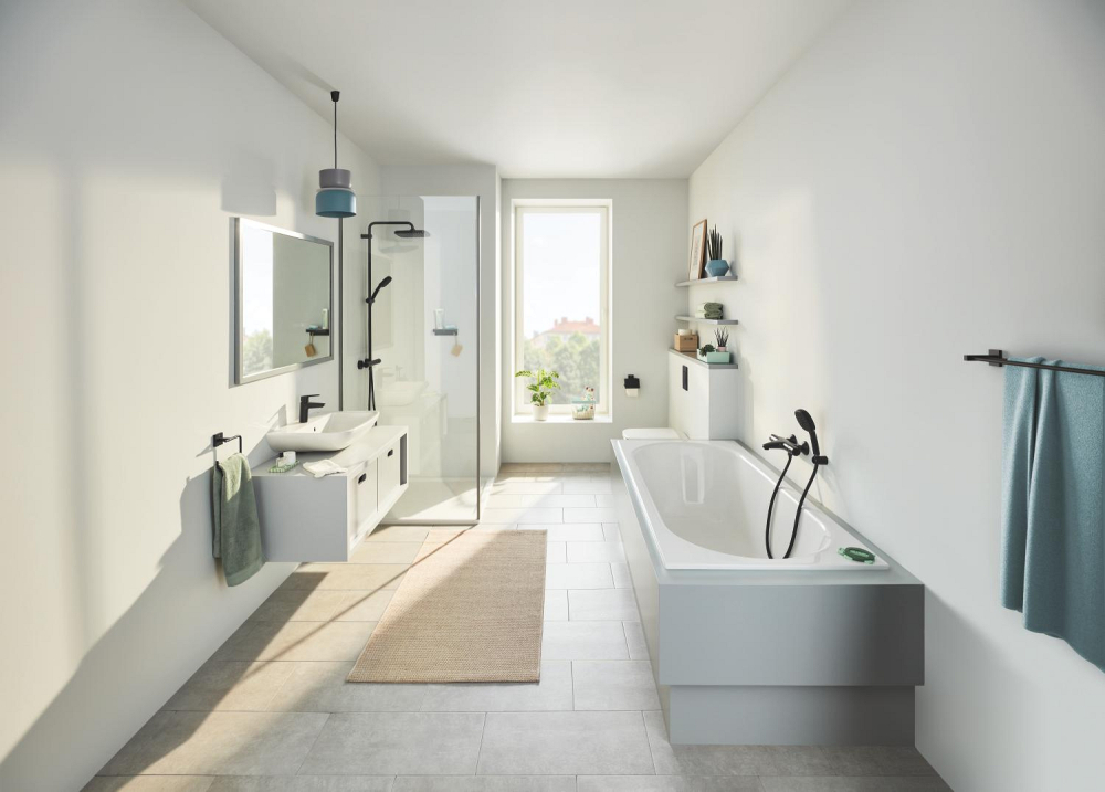 Bara dubla portprosop Grohe Start Cube 600 mm, montare pe perete, fixare ascunsa, 600 mm lungime, dubla, negru [4]