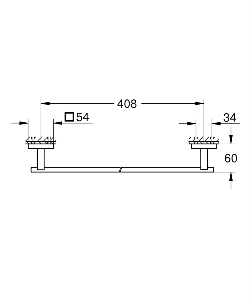 Bara portprosop Grohe Start Cube 450 mm, fixare ascunsa, 450 mm lungime, montare pe perete, crom mat [2]