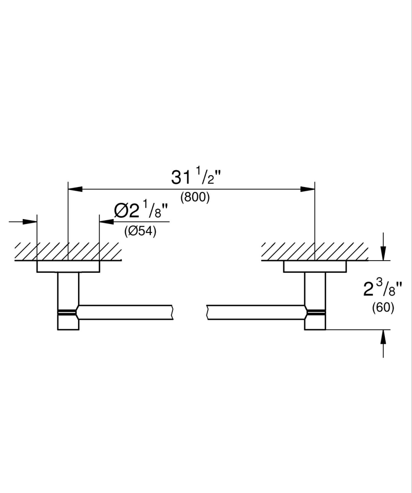 Bara portprosop Grohe Start 800 mm, montare pe perete, fixare ascunsa, 800 mm, crom mat [3]