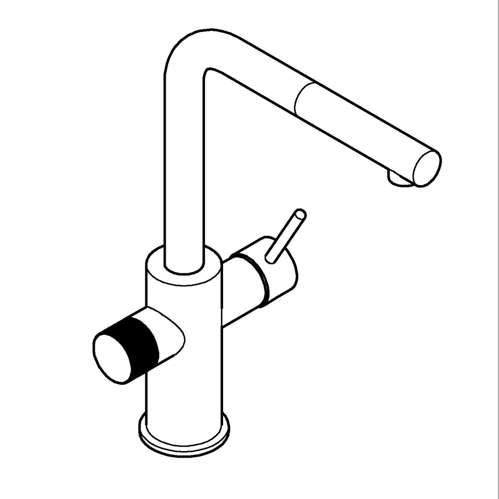 Baterie bucatarie Grohe Blue Pure Minta, monocomanda, cartus ceramic, dus extractabil, pipa inalta, tip L, 3 cai, filtrare, pentru filtre Grohe Blue, crom [7]