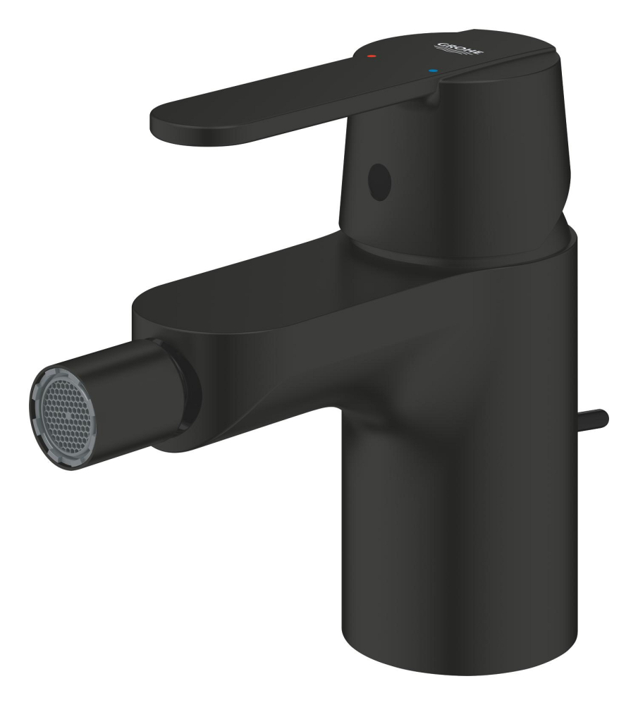Baterie bideu Grohe Get monocomanda, marimea S, cartus ceramic, limitator, aerator cu bila, set evacuare cu tija, negru mat [4]