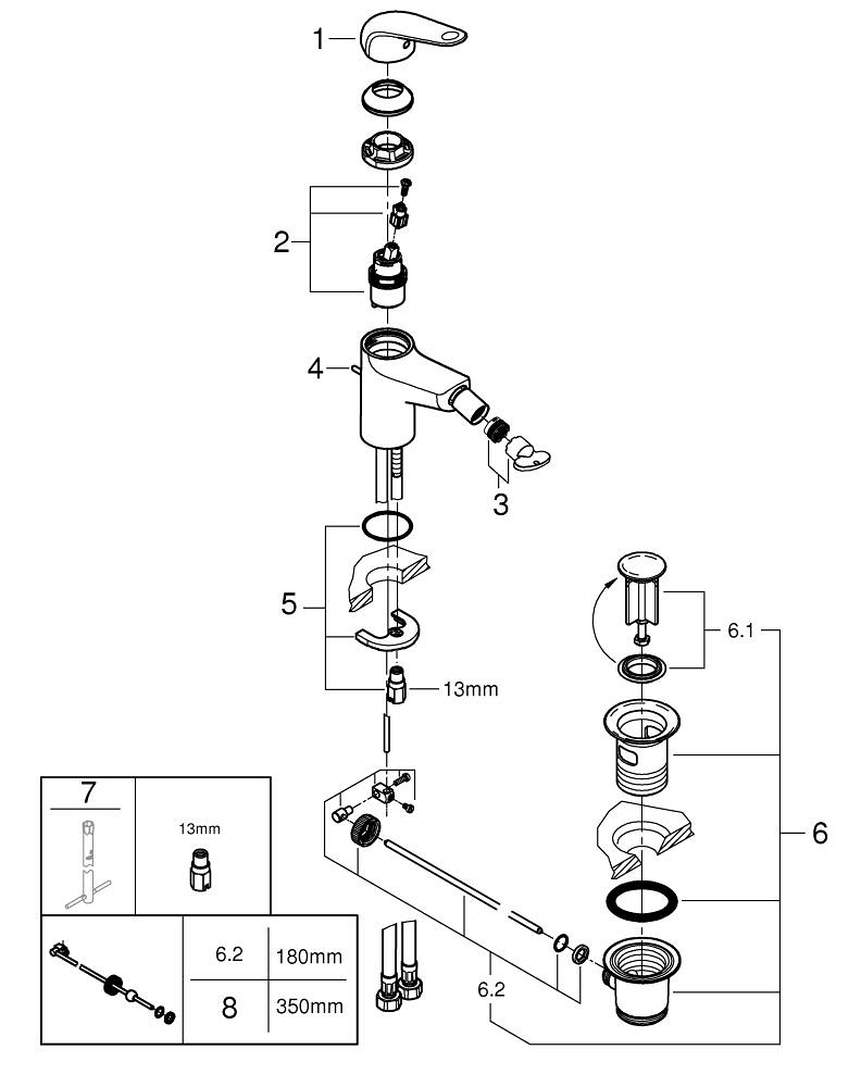 Baterie bideu Grohe Swift monocomanda, cartus ceramic, crom [4]