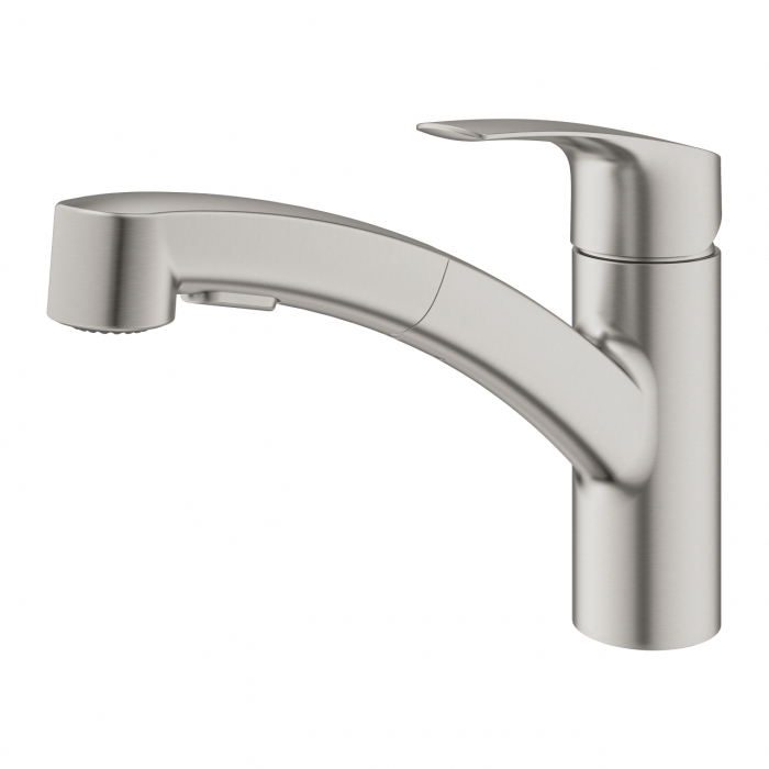Baterie bucatarie cu dus cromata furtunuri flexibile Grohe Eurosmart New Supersteel [3]