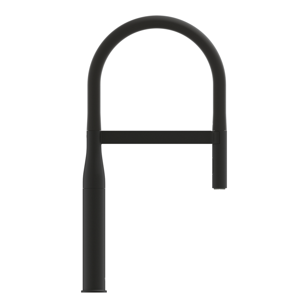 Baterie bucatarie Grohe Essence sink dus profesional pipa medie, monocomanda, pipa pivotanta, pipa extra inalta, tip C, cartus ceramic, dus extractabil, 2 functii, montaj pe blat, negru [3]