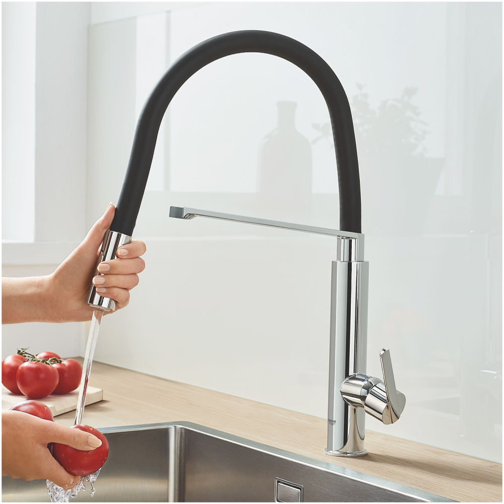 Baterie bucatarie Grohe feel sink dus profesional, crom/negru [4]