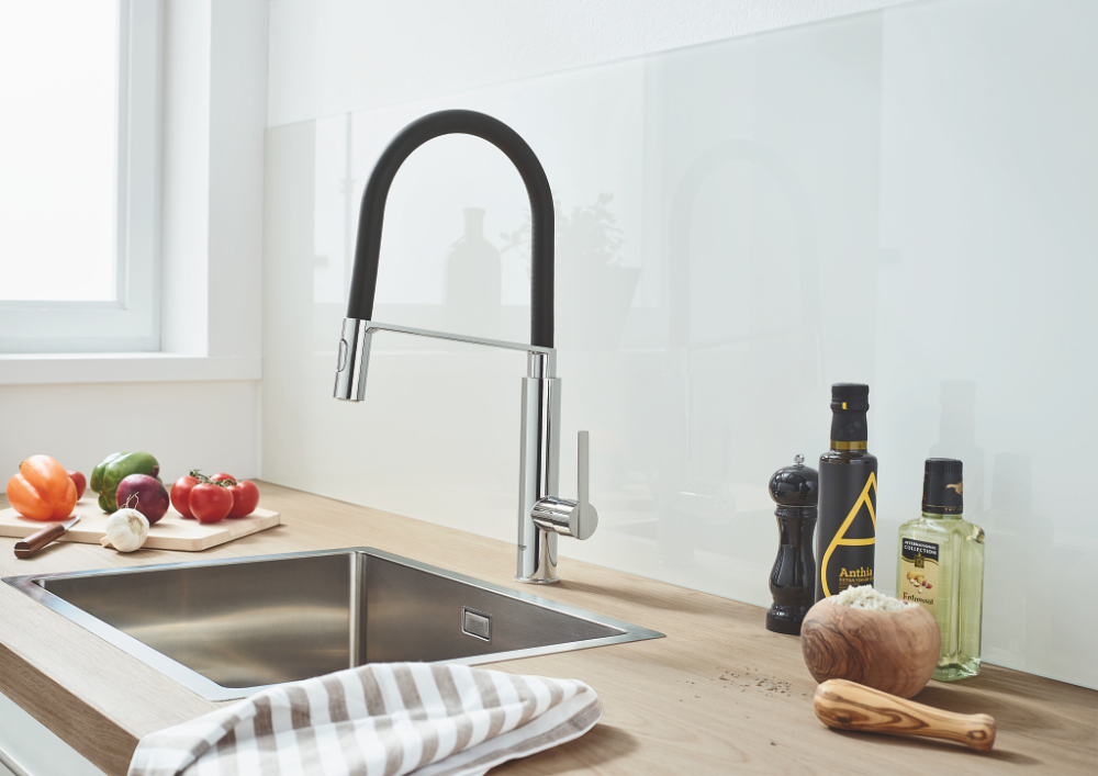 Baterie bucatarie Grohe feel sink dus profesional, crom/negru [5]