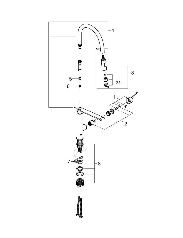 Baterie bucatarie Grohe feel sink dus profesional, crom/negru [10]