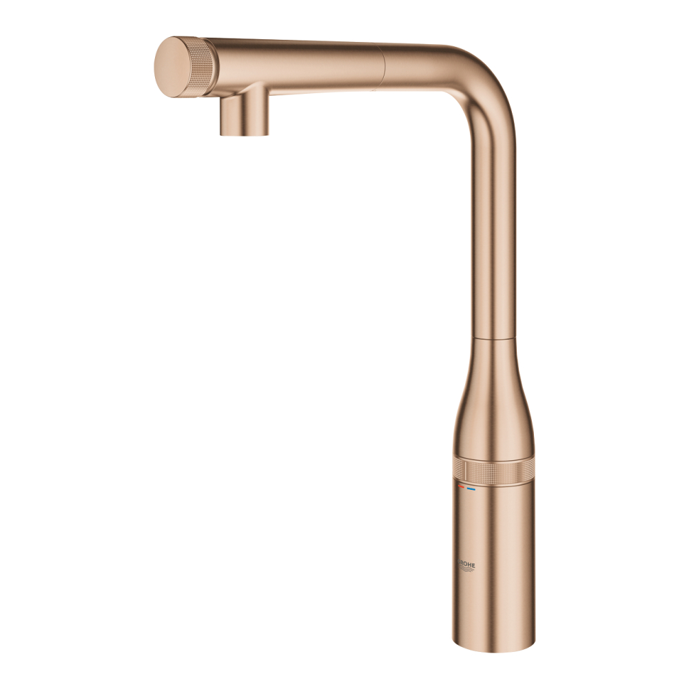 Baterie bucatarie Grohe Essence SmartControl, 3/8'', pipa inalta, tip L, dus extractabil, 2 functii, control apasare si rotire, pivotanta, limitator, cupru mat [3]