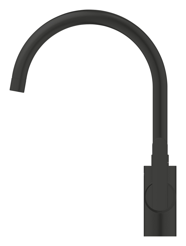 Baterie bucatarie Grohe Get, 3/8'', monocomanda, pipa inalta, tip C, cartus ceramic, pivotanta, limitator, negru mat [2]