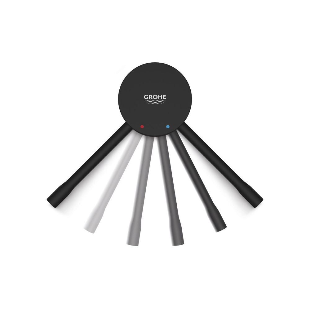 Baterie bucatarie Grohe Essence, marime l, monocomanda, montare pe blat, pipa pivotanta, cartus ceramic, pipa inalta, tip L, dus extractabil, 2 functii, limitator de debit, negru mat [8]