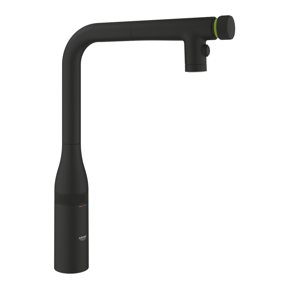 Baterie bucatarie Grohe Essence smctr pipa tip L 2 functii EU, pipa inalta, tip L, dus extractabil, 2 functii, pipa pivotanta, cartus ceramic, negru [2]
