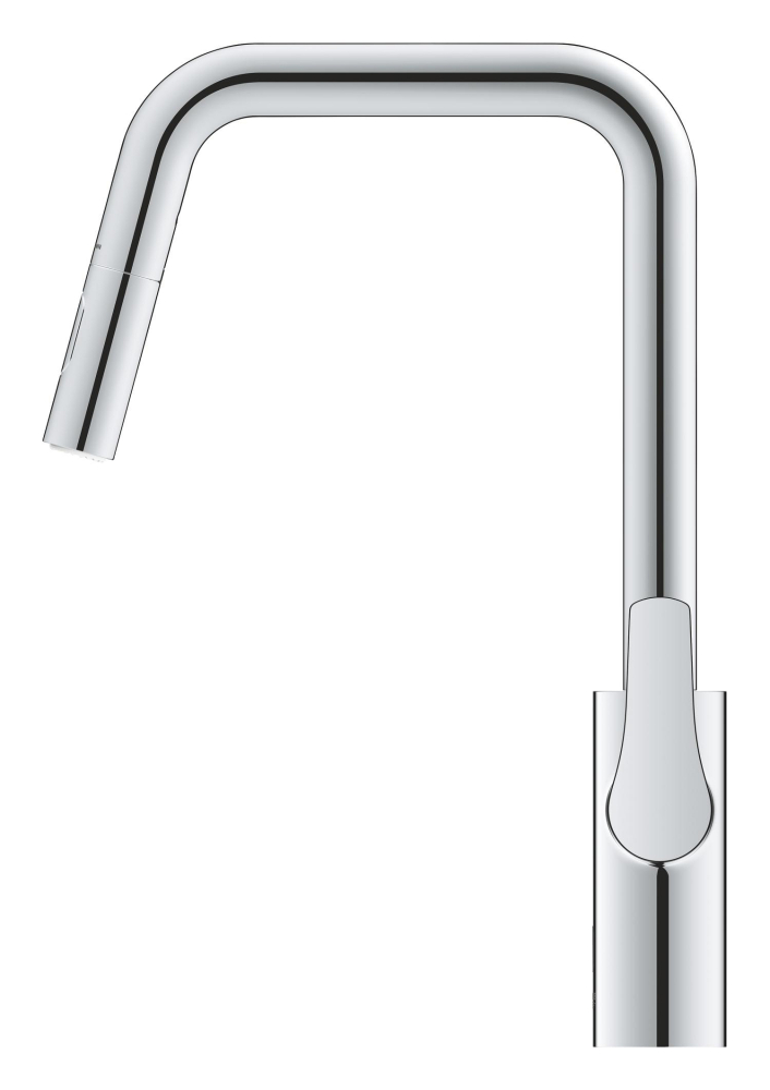 Baterie bucatarie Grohe Eurosmart, inalta, tip U, dus extractabil, 2 functii, cartus ceramic, pivotanta, levier metalic, senzor infrarosu, crom [4]