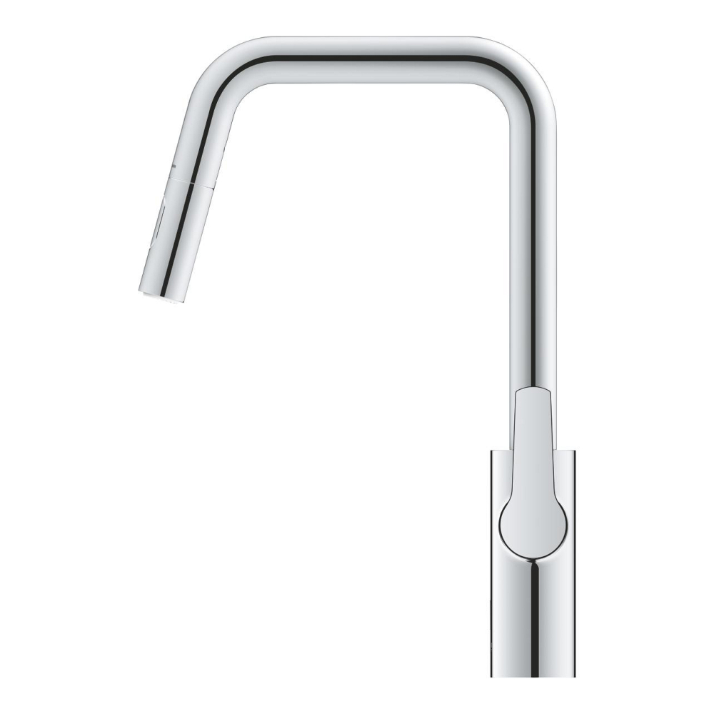 Baterie bucatarie Grohe Eurosmart, inalta, tip U, dus extractabil, 2 functii, cartus ceramic, pivotanta, levier metalic, senzor infrarosu, crom [2]