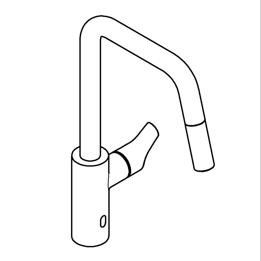 Baterie bucatarie Grohe Eurosmart, inalta, tip U, dus extractabil, 2 functii, cartus ceramic, pivotanta, levier metalic, senzor infrarosu, negru mat [2]