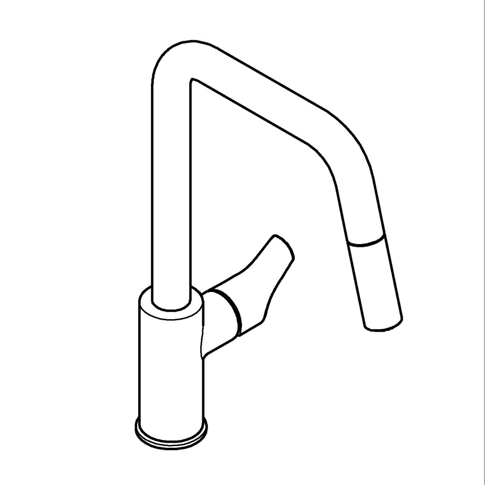 Baterie bucatarie Grohe Eurosmart pipa tip U 2 functii, monocomanda, dus extractabil, pipa pivotanta, pipa tip U, cartus ceramic, negru [7]