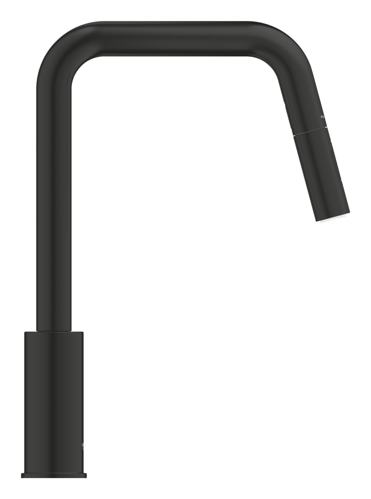 Baterie bucatarie Grohe Eurosmart pipa tip U 2 functii, monocomanda, dus extractabil, pipa pivotanta, pipa tip U, cartus ceramic, negru [5]