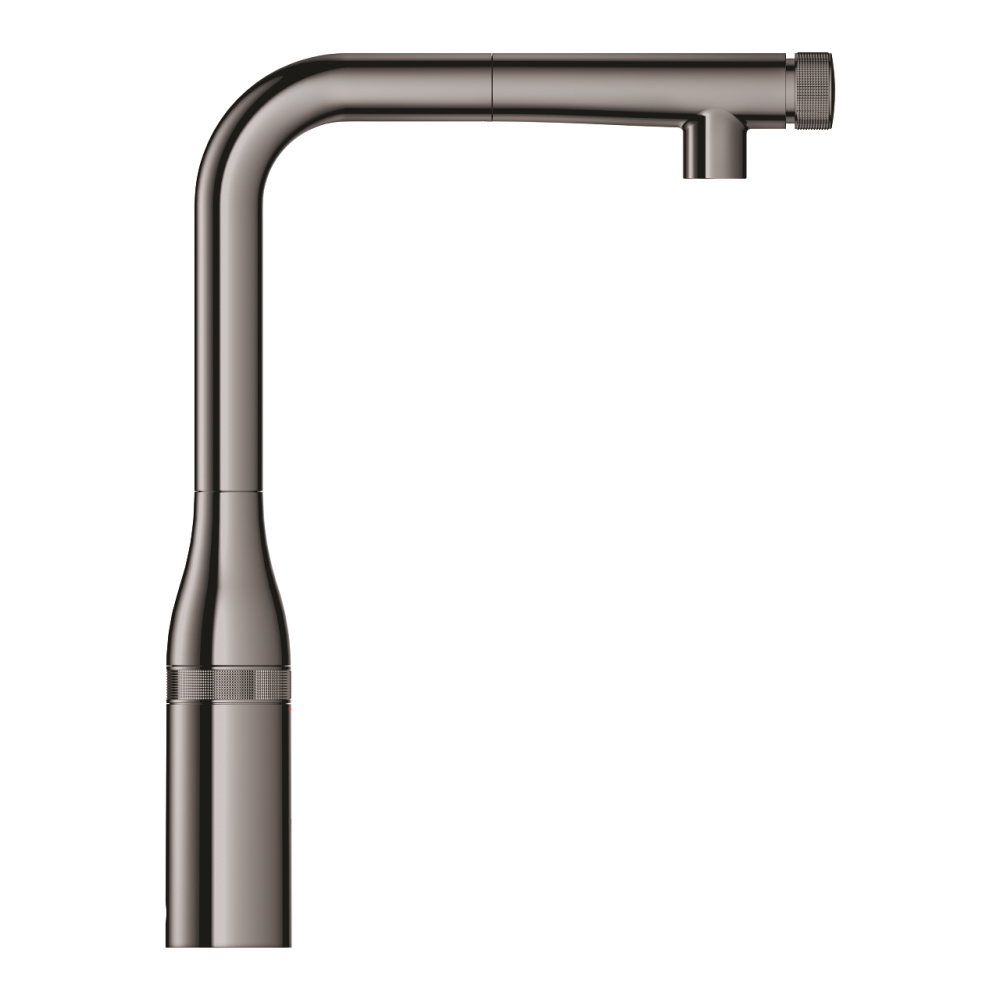 Baterie bucatarie Grohe Essence SmartControl, 3/8'', pipa inalta, tip L, dus extractabil, 2 functii, control apasare si rotire, pivotanta, limitator, antracit [2]