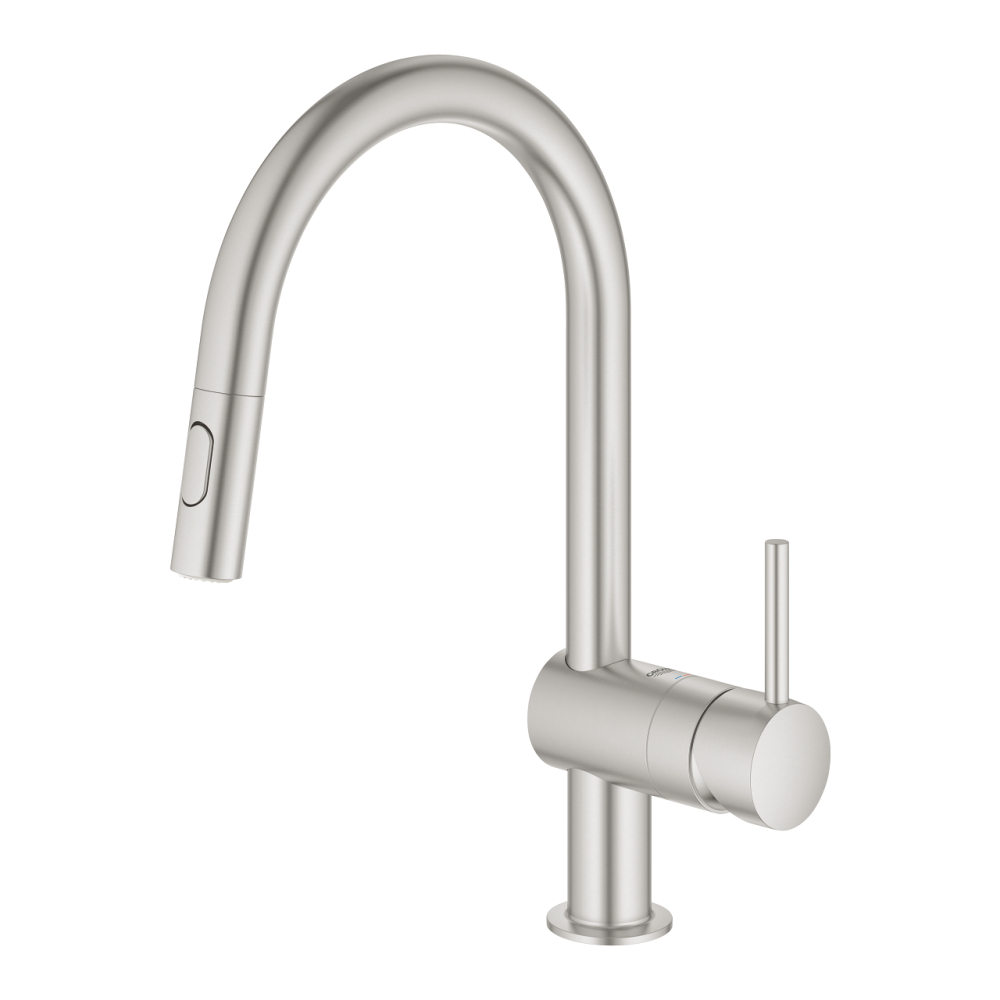 Baterie bucatarie Grohe Minta pipa tip U, monocomanda, pipa inalta, dus extractabil, cartus ceramic, pivotanta, crom mat [2]