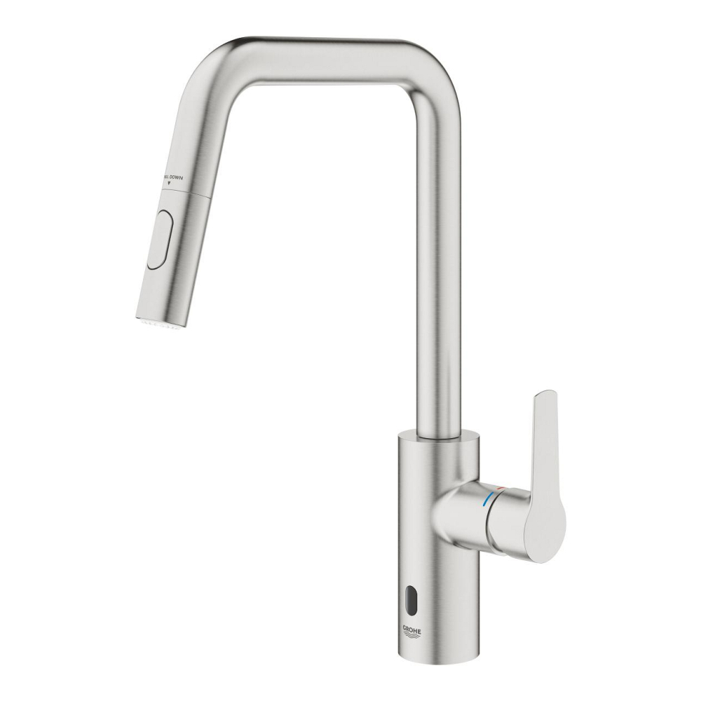 Baterie bucatarie Grohe Start, inalta, tip U, dus extractabil, 2 functii, cartus ceramic, pivotanta, levier metalic, senzor infrarosu, crom mat [4]