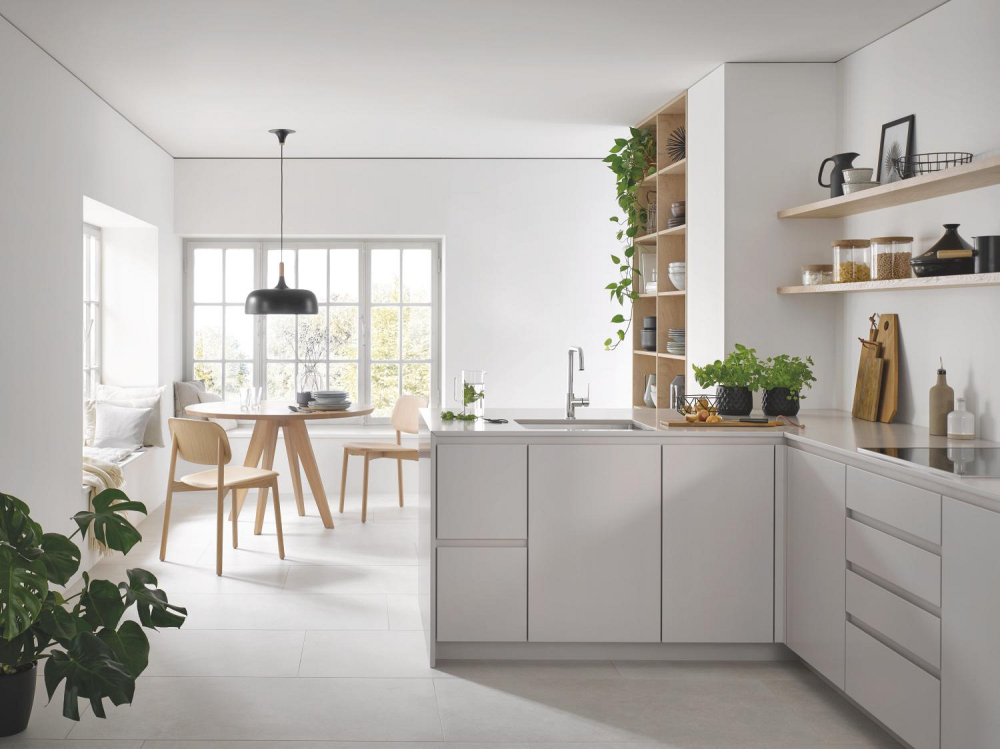 Baterie bucatarie Grohe Start, pipa pipa inalta, monocomanda, cartus ceramic, crom [8]