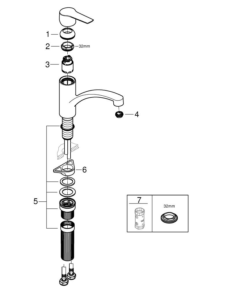 Baterie bucatarie Grohe Start monocomanda, pipa medie, pivotanta, cartus ceramic, negru [15]