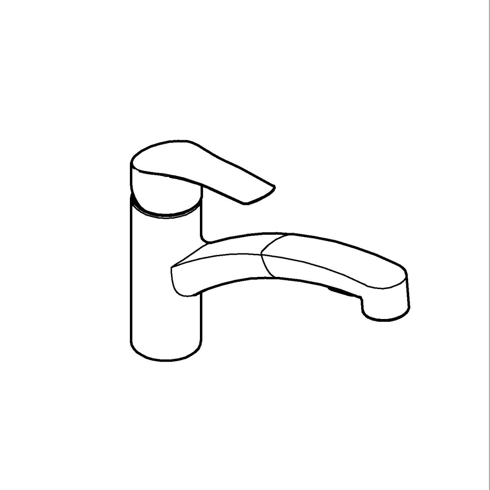 Baterie bucatarie Grohe Start pipa joasa, monocomanda, pipa tip L, pipa joasa, pivotanta, cartus ceramic, dus extractabil, crom [2]