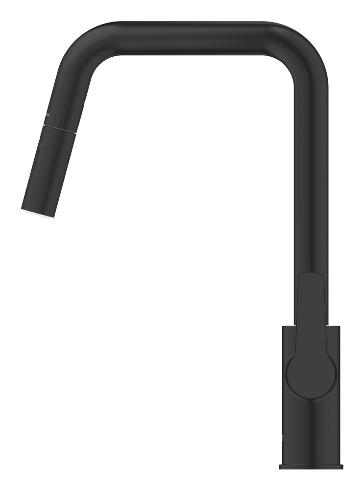 Baterie bucatarie Grohe Start, pipa tip U 2 functii, monocomanda, cartus ceramic, pipa inalta, pipa tip L, 2 functii, limitator temperatura, pivotanta, dus extractabil, negru [6]