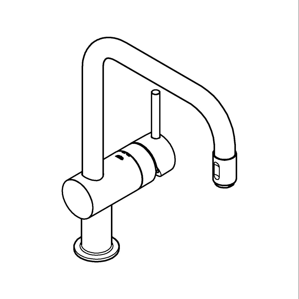 Baterie bucatarie Grohe Vento pipa tip U aerator, monocomanda, pipa inalta, cartus ceramic, dus extractabil, crom [3]