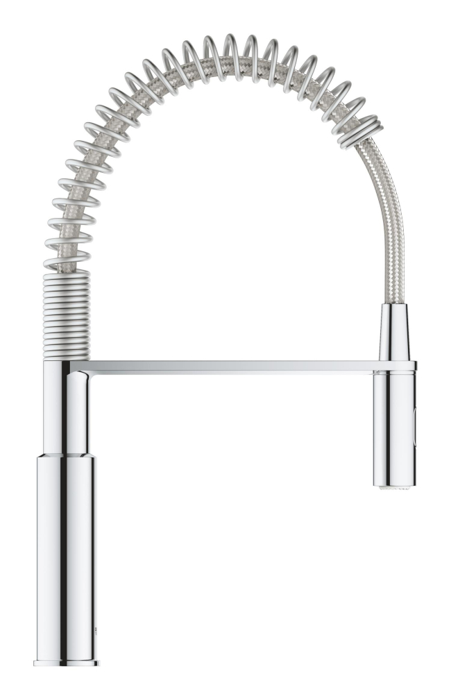 Baterie bucatarie Grohe Via Cosmo dus profesional pipa medie, monocomanda, cartus ceramic, pipa inalta, tip U, dus extractabil, crom [4]