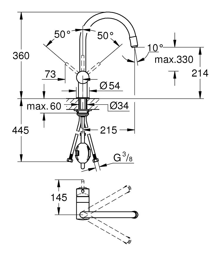 Baterie bucatarie Grohe Minta cu monocomanda 1/2", crom [3]