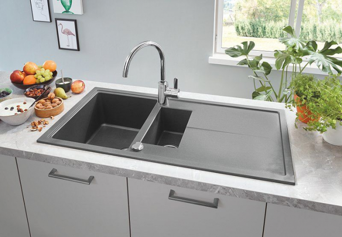 Baterie bucatarie cartus ceramic pipa inalta pivotanta limitator debit Crom Grohe Eurosmart Cosmopolitan [4]