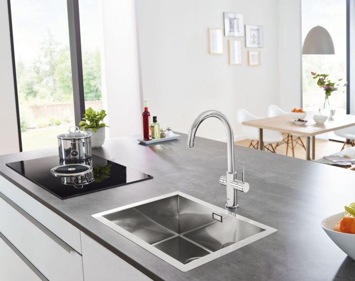 Baterie bucatarie monocomanda sistem de filtrare apa racire apa si apa carbogazoasa 3 nivele mineralizare cartus ceramic pipa tip C pivotanta 150 Grohe Blue Home [4]