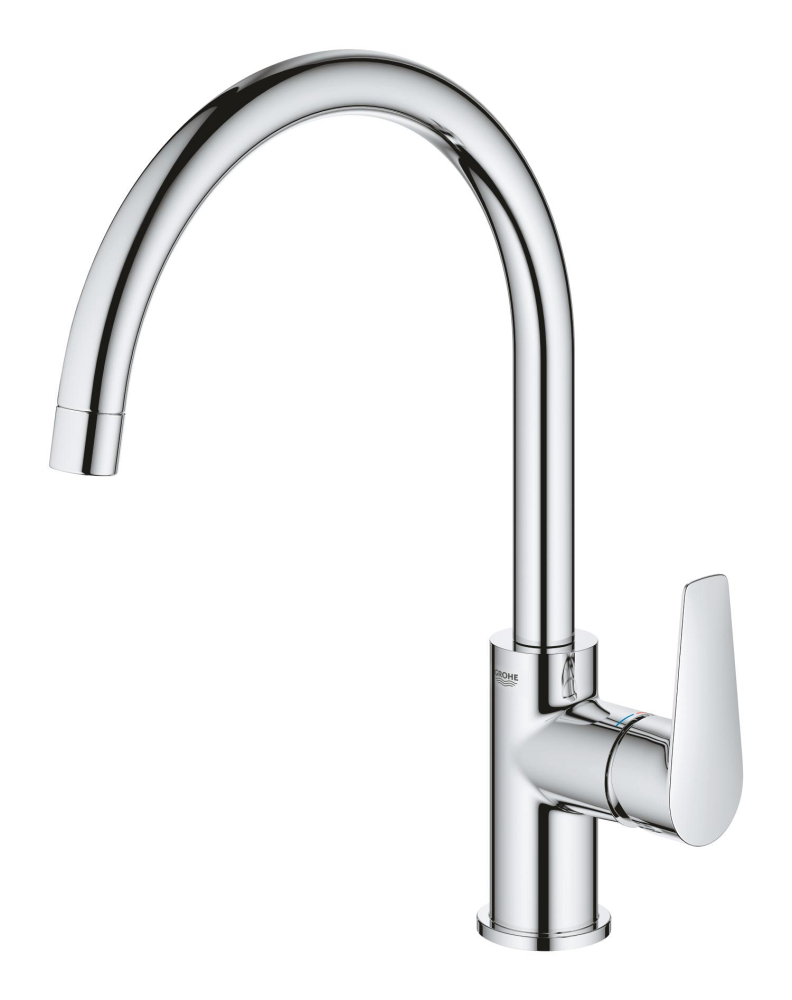 Baterie bucatarie Grohe StartEdge pipa tip C 3/8'', monocomanda, pivotanta, cartus ceramic, montaj pe blat, protectie reflux, limitator de debit, crom [4]
