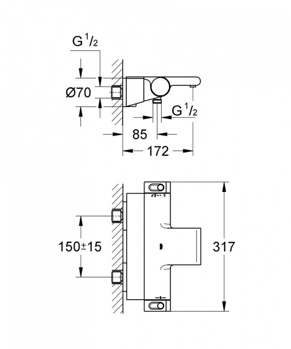 Baterie cada/dus termostata etajera cromata Grohe Grohterm 2000 New [4]