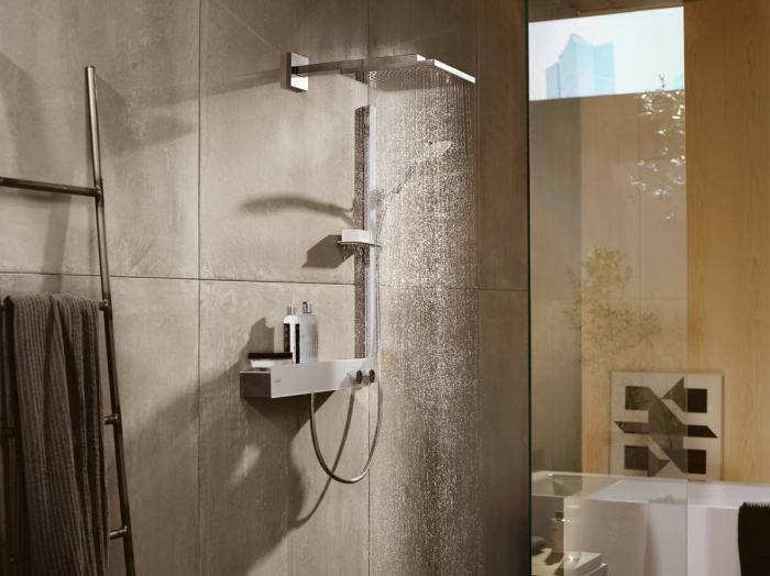 Palarie de dus Hansgrohe Raindance E 300 Air si brat de perete 390mm negru mat [4]