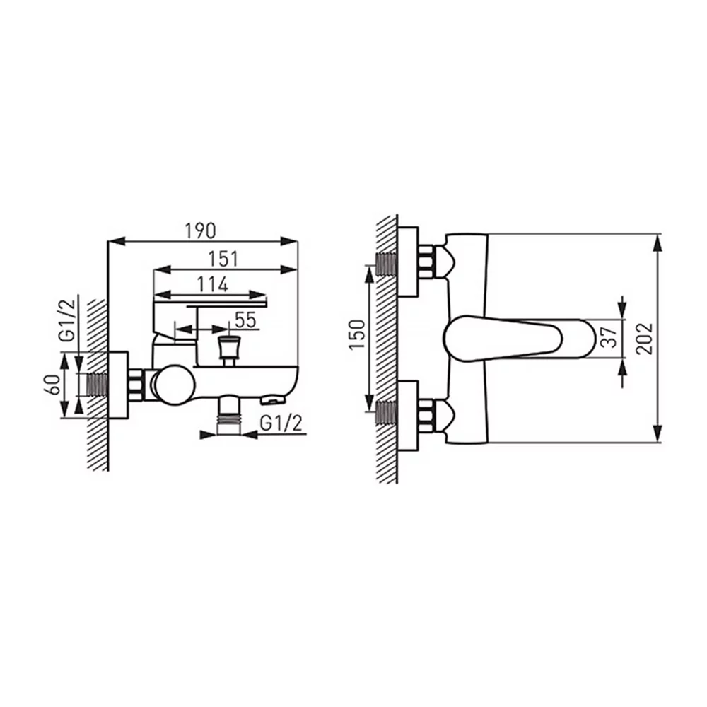 Baterie perete cada/dus Ferro Algeo, crom fara accesorii [2]