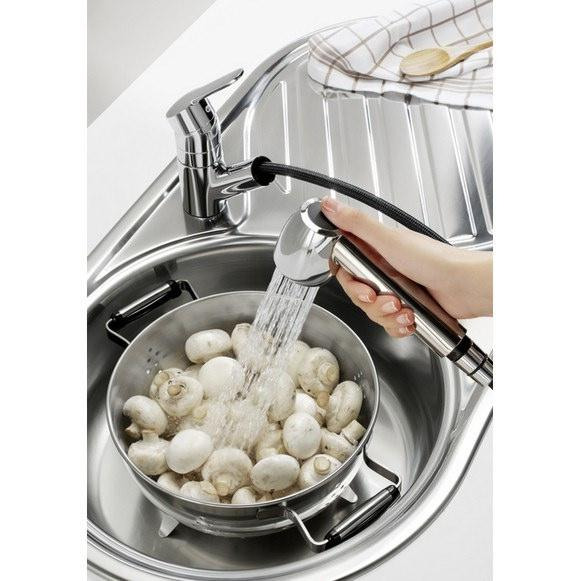 Baterie cu monocomanda pentru spalator, cu pipa rotativa si dus retractabil, Roca Victoria [2]