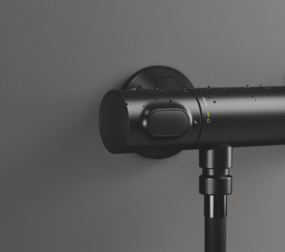 Baterie dus Grohe Precision cu termostat, cartus ceramic, montare pe perete, anit-oparire, negru mat [2]