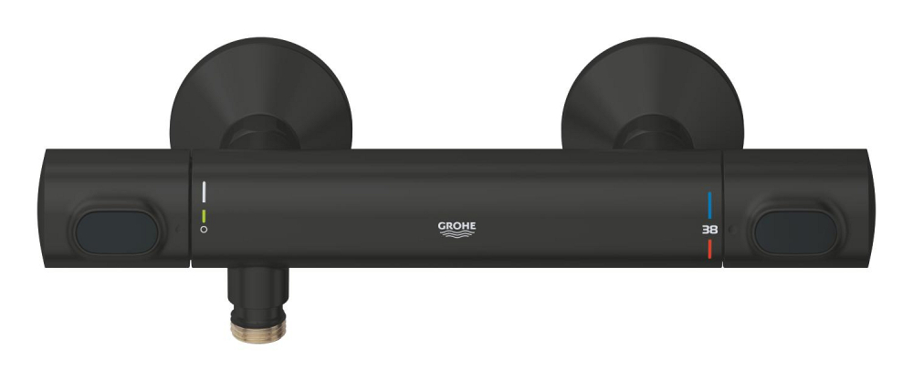 Baterie dus Grohe Precision cu termostat, cartus ceramic, montare pe perete, anit-oparire, negru mat [3]