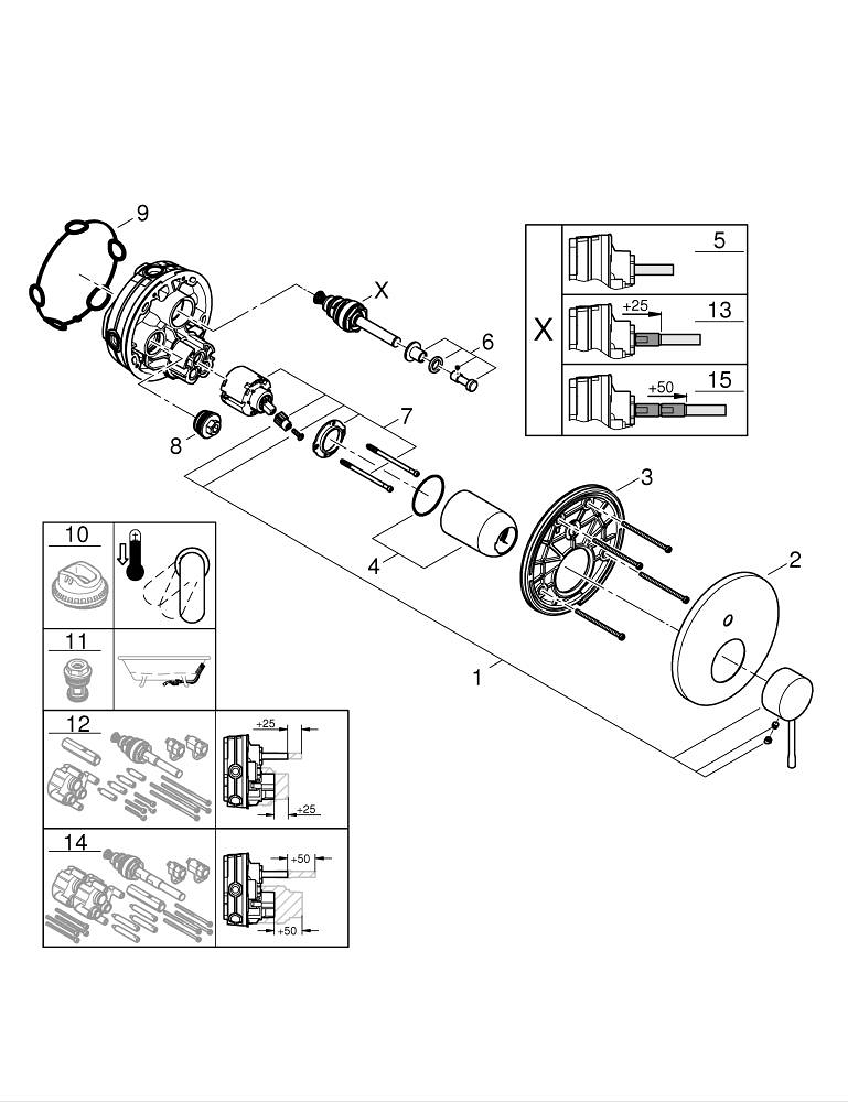 Baterie dus Grohe Essence New montare pe perete, incastrata, cartus ceramic, diverter, necesita corp instalare, antracit mat [4]