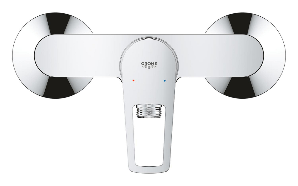 Baterie dus Grohe BauLoop, monocomanda, montare pe perete, cartus ceramic, limitator de temperatura, crom [4]