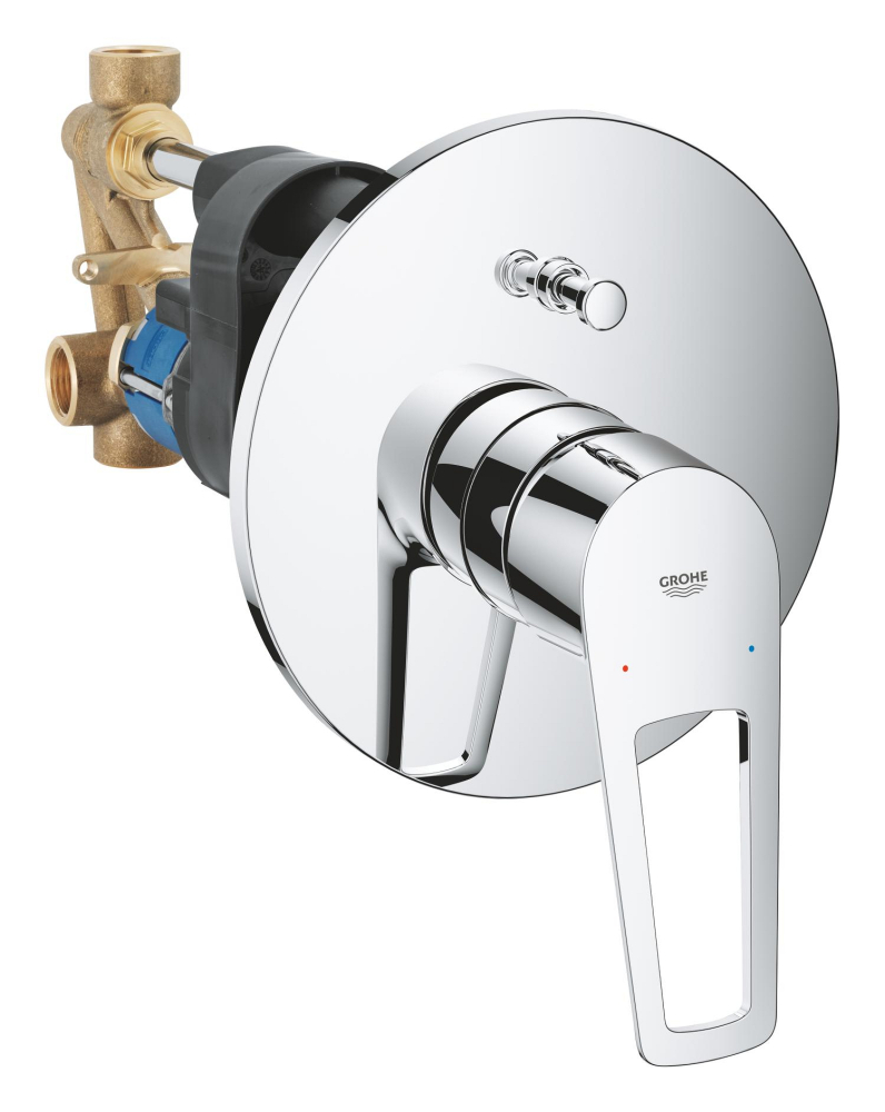 Baterie dus Grohe BauLoop 250 mm, 1 pulverizare, anti-calcar, crom [4]