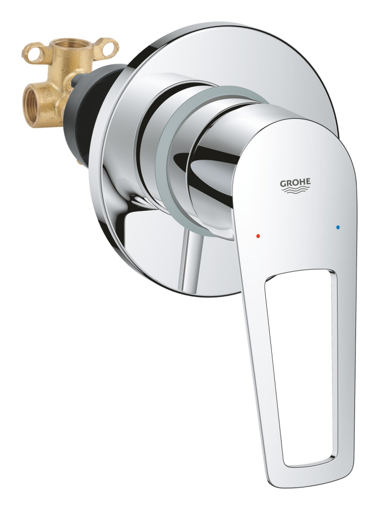 Baterie dus Grohe BauLoop monocomanda, levier metalic, cartus ceramic, incastrata, corp instalare inclus, pt dus igienic, crom [4]