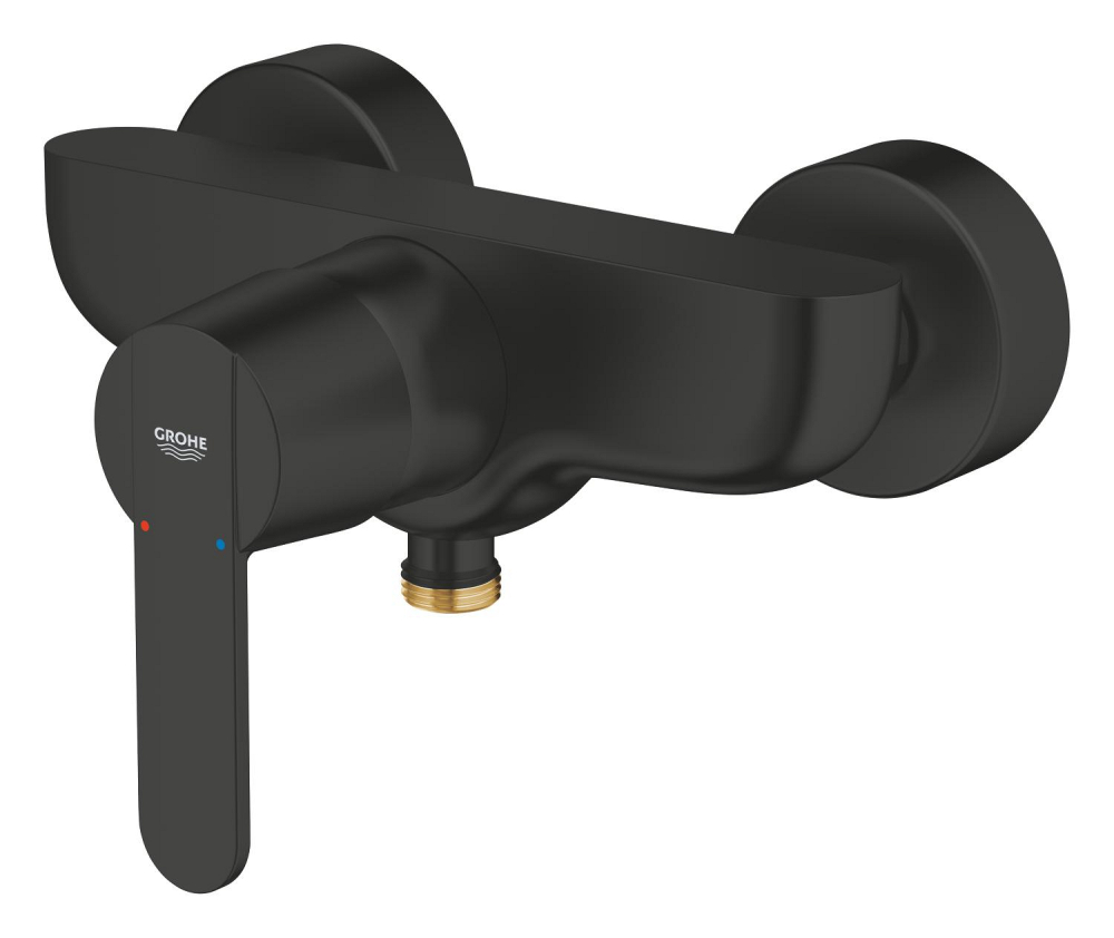 Baterie dus Grohe Get monocomanda, aparent, cartus ceramic, limitator, negru mat [5]