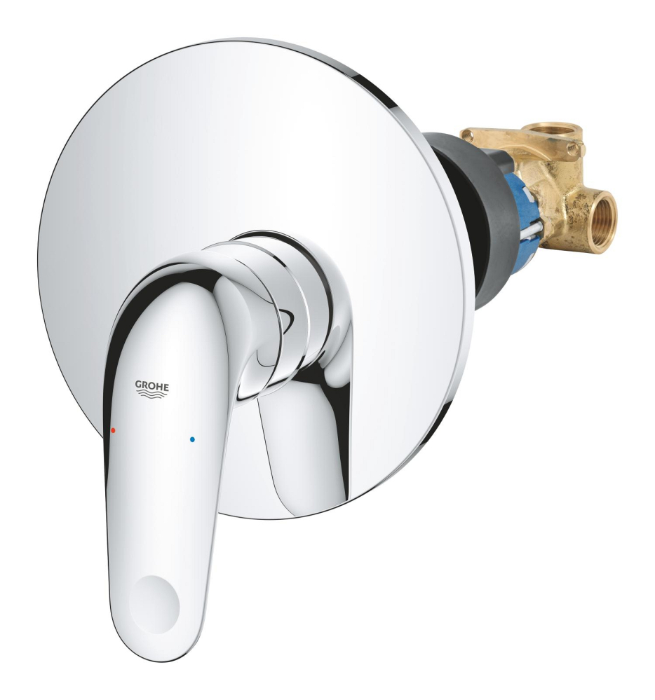 Baterie dus Grohe Swift montare pe perete, monocomanda, levier metalic, incastrata, cartus ceramic, cu corp instalare, crom [6]