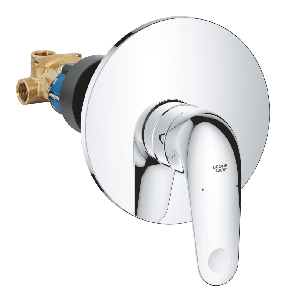 Baterie dus Grohe Swift montare pe perete, monocomanda, levier metalic, incastrata, cartus ceramic, cu corp instalare, crom [5]
