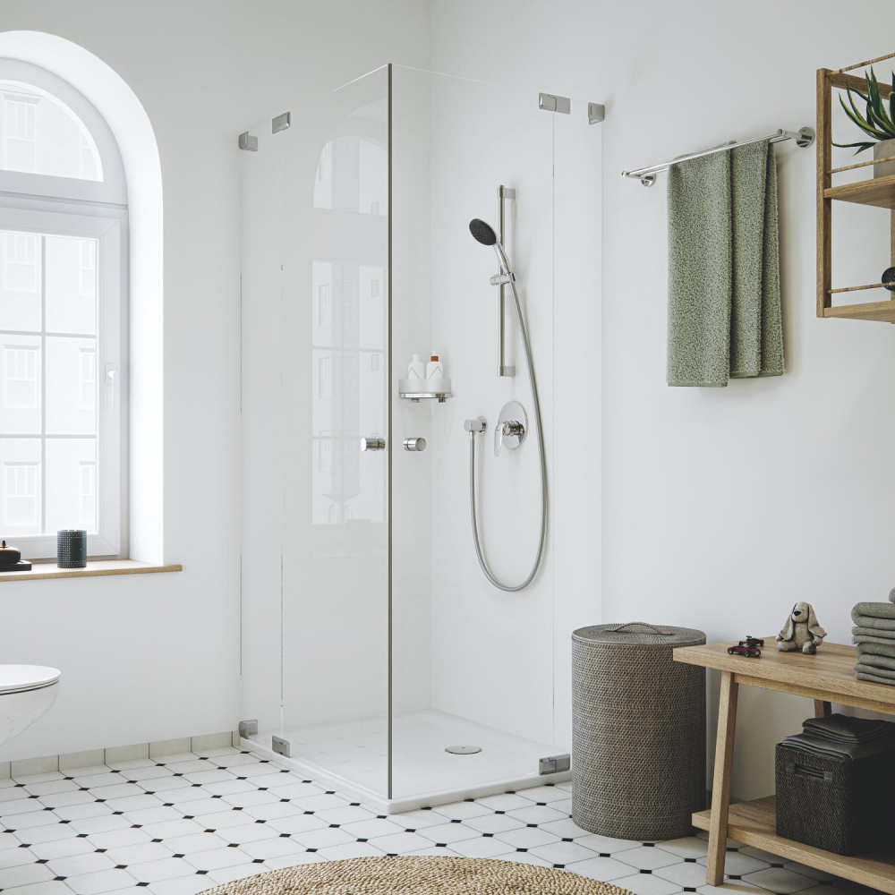 Baterie dus Grohe Swift montare pe perete, monocomanda, levier metalic, incastrata, cartus ceramic, cu corp instalare, crom [4]